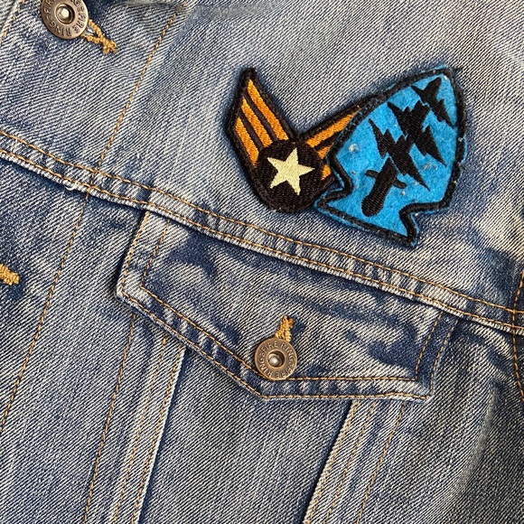 Ring of Fire Blue Jean Jacket with Patches - Picture 3 of 4